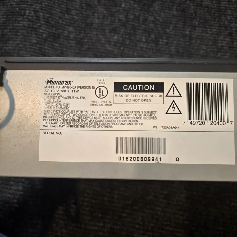 Memorex MVR2031 4Head Video Cassette Recorder VHS Player VCR - Picture 3 of 3